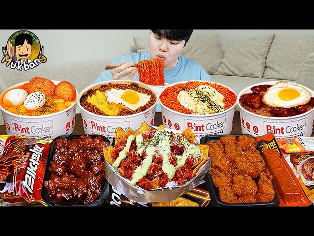 ASMR MUKBANG convenience store store, FIRE Noodle, HOT DOG, GIMBAP, Tteokbokki EATING SOUND !