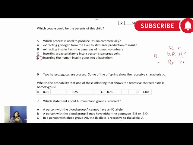 IGCSE & O Level Biology MCQs  Genetics Story with Blood Groups, Insulin & Homozygous Cross  Past Pap