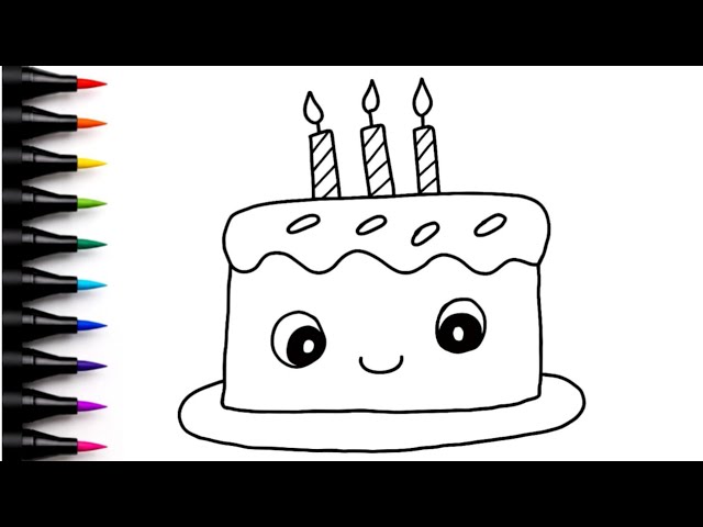 How to Draw a Birthday Cake | Easy Birthday Cake Drawing | Drawing for Kids