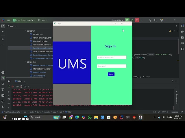 University Management System - JavaFX & MySQL Project | Full Stack Java Application