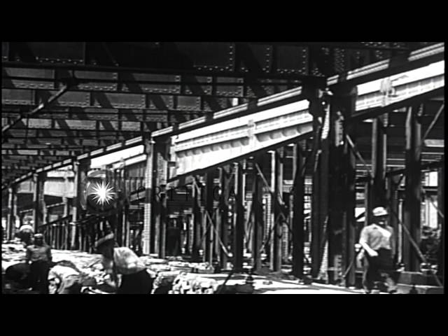 Miller Highway, the first elevated highway, under construction in New York, Unite...HD Stock Footage