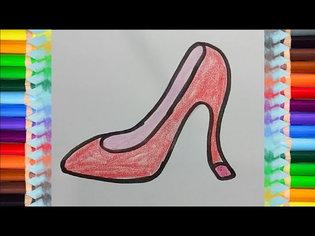 High heels Drawing for Beginners - How to draw accessories for girls - Coloring shoes high heels