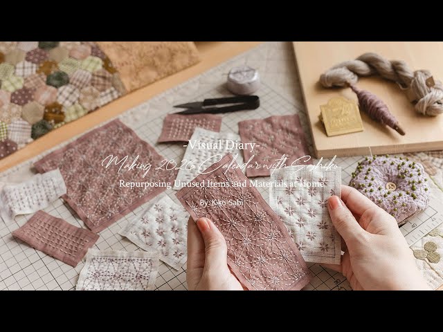 Visual Diary 103 | Making 2026 Calendar with Sashiko | Repurposing Unused Materials at Home