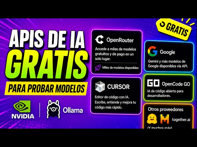 ⚡ APIs de LLM Gratis que Nadie Te Cuenta (Ideal para Cursor, Open Code y Proyectos Rápidos)