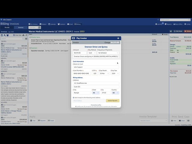 HoudiniEsq LawPay Integration