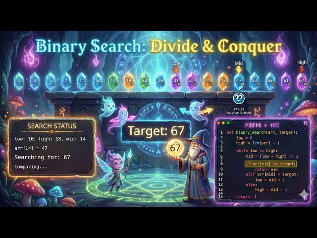 Binary Search Visualized: The Power of Divide & Conquer 🚀