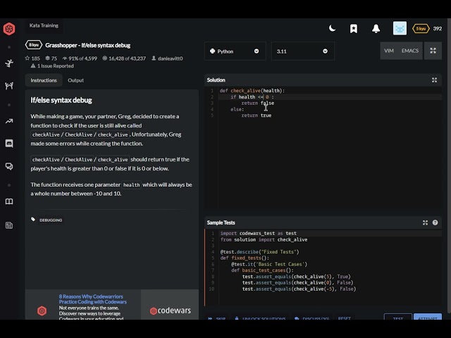 codewars python Grasshopper   Ifelse syntax debug