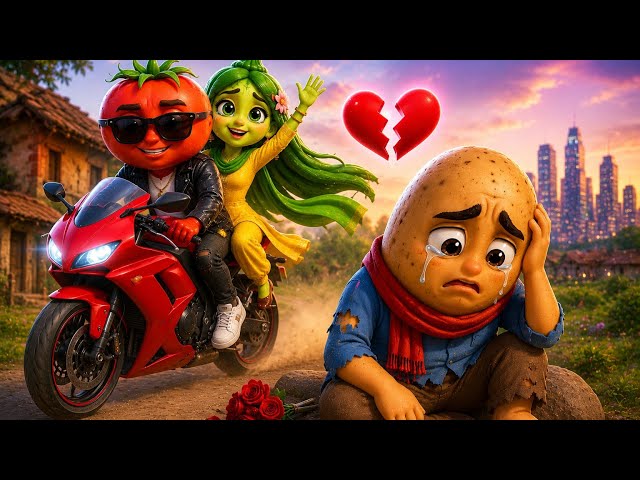 Poor Ladyfinger ran away with Tomato🍅, betrayed Potato💔| vegetable cartoon, potato tomato