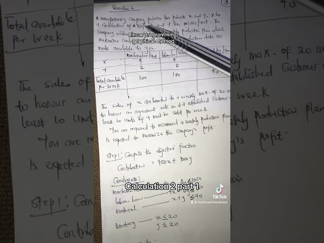 Linear programming/ graphical method #maths #linearprogramming #linear #management #account