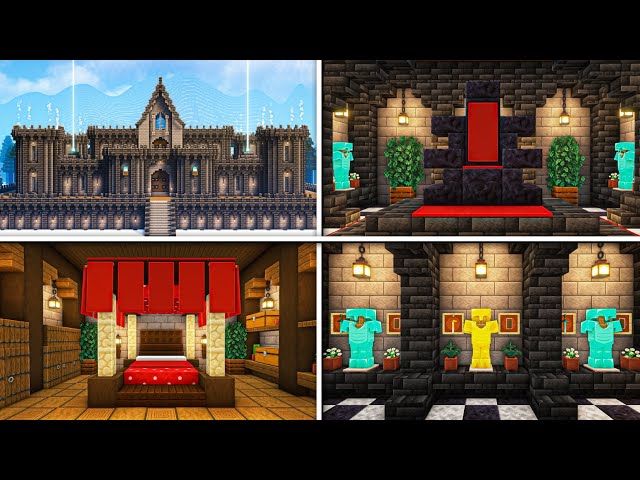 How To Build Stone And Deepslate Brick Ultimate Castle Interior Design In Minecraft 1.20 || #6