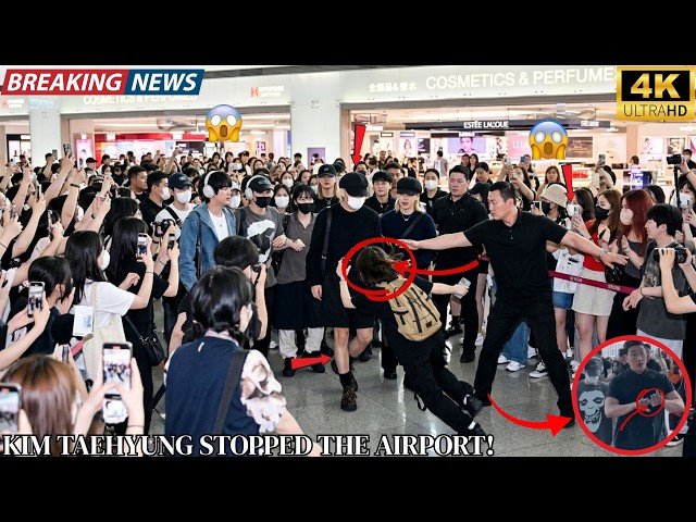 🔥Incheon Airport Chaos!😱Kim Taehyung Surrounded as ARMY & Media Rush for Videos!
