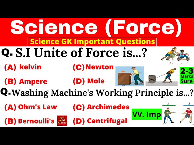 Force (Science) important questions | Science Gk in English | Force Gk Tricks | Science Quiz
