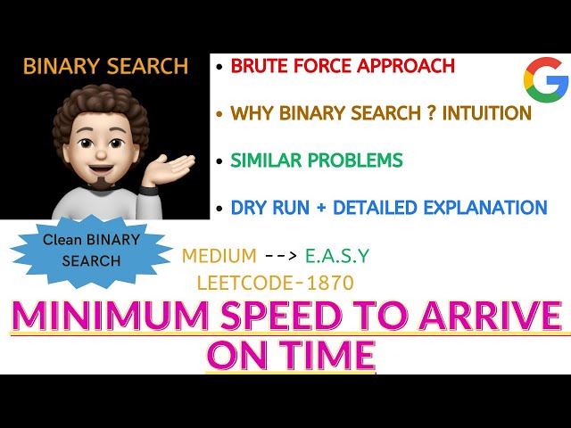 Minimum Speed to Arrive on Time | Binary Search | INTUITION | Online Assessment | Leetcode-1870