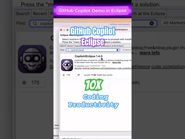 GitHub Copilot Demo in Eclipse IDE #githubcopilot #eclipseide #javaprogramming