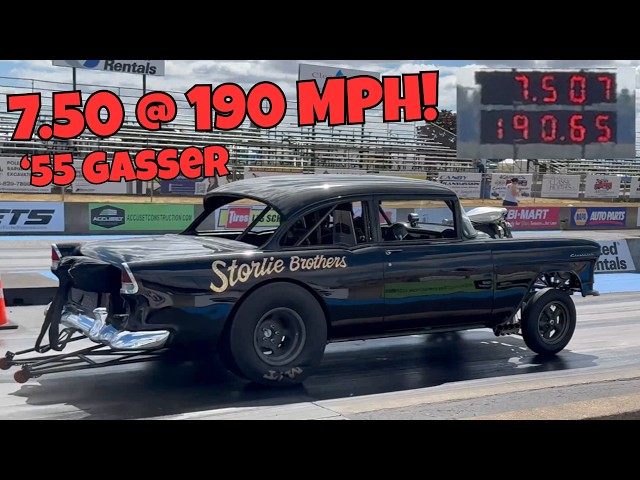 1955 Chevy Gasser - 7.50 @ 190 MPH - Woodburn Dragstrip (built by Storlie Brothers Racing)