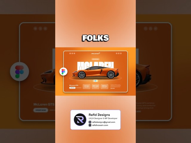 McLaren Supercar Website UI Design in Figma | Animation in Figma | Figma Tutorial For Beginners