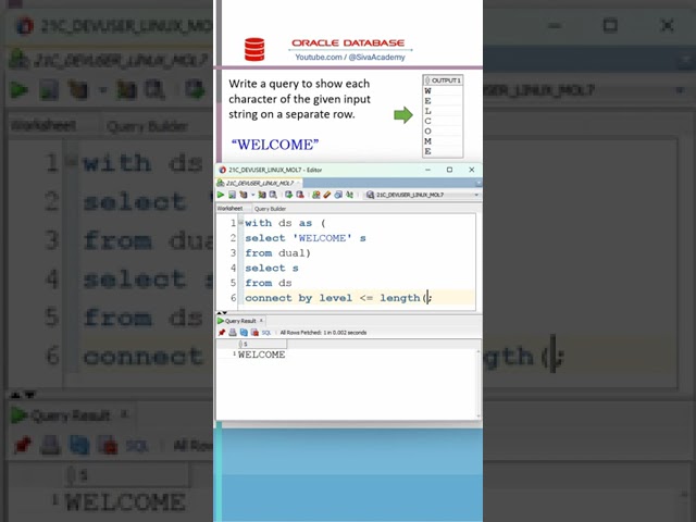 03 Oracle SQL to print each character in a string in row wise #SivaAcademyShorts