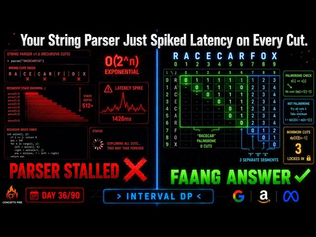 DSA Day 36/90: Recursive String Parser Spikes Latency — Interval DP Fix | Concepts Fire
