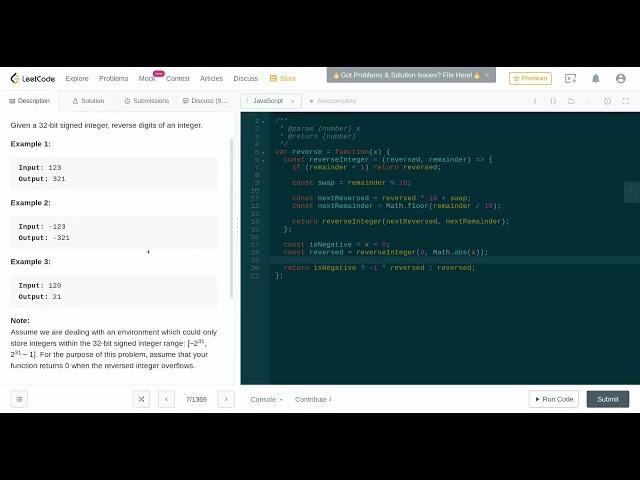 Leetcode #7: Reverse Integer | JS Solution