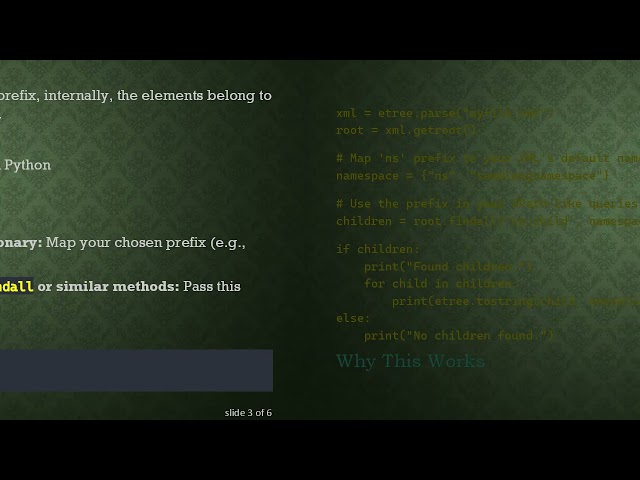 How to Iterate XML Elements Using a namespace Prefix in Python lxml