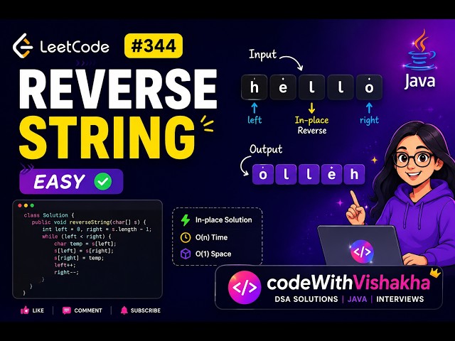 🔥 LeetCode 344 | Reverse String | Java Solution | Easy Explanation | CodeWithVishakha