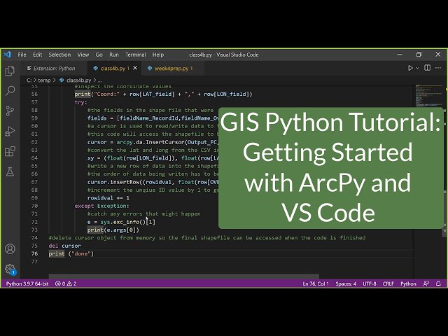 GIS Python Tutorial:  Getting Started with ArcPy and VS Code #GIS #Python #Code #ArcPy