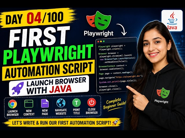 Day 04/100 | First Playwright Automation Script with Java | Launch Your First Browser