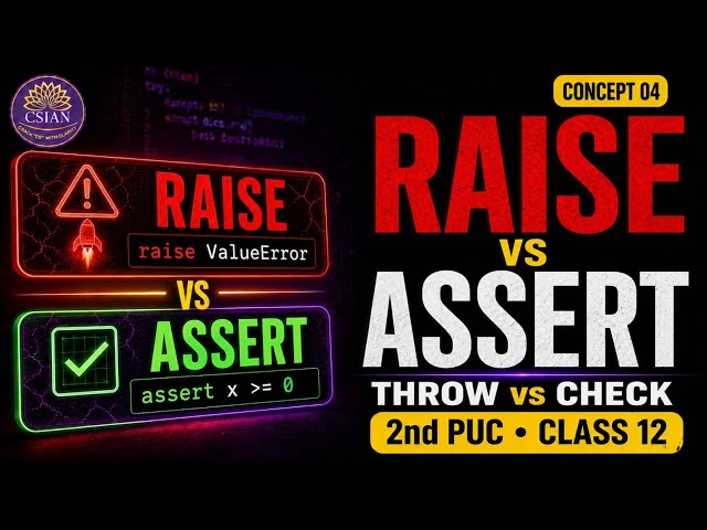 Raise and Assert Statements in Python | Difference with Examples | 2nd PUC/Class 12
