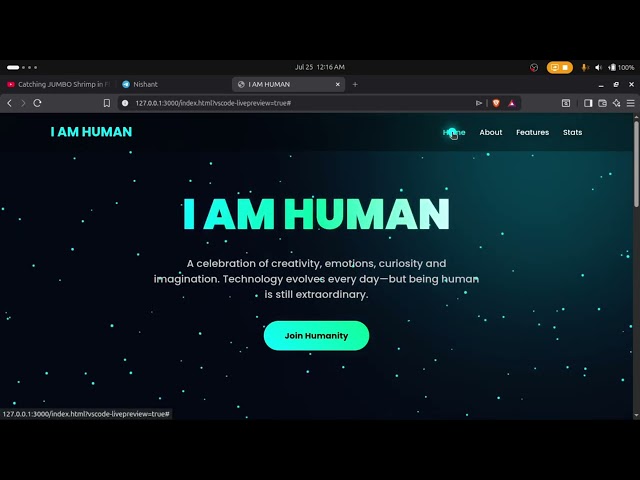 Meet 'I Am Human' — My First Website, Built Line by Line #WebDevelopment #100DaysOfCode #CodeNewbie 