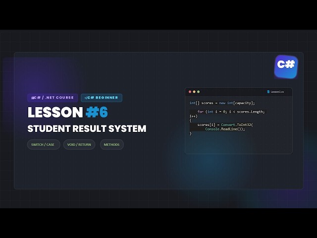 C# Beginner Tutorial #6 — Student Result System with Arrays, Methods & Switch | C# Basics