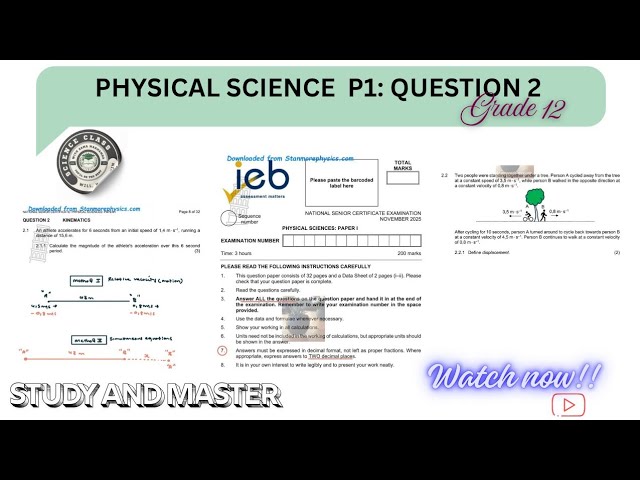 Physical Science P1/ Grade12/ IEB November 2025: Question 2.