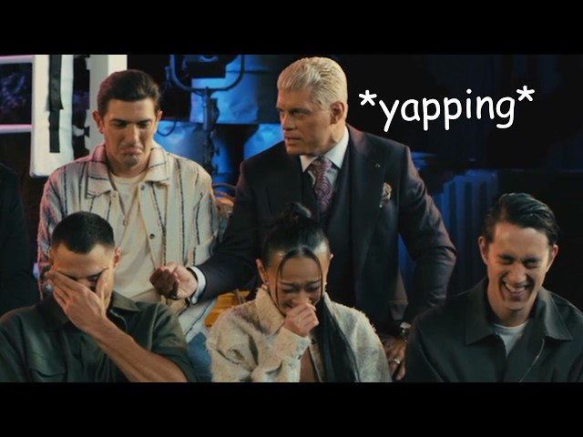 cody rhodes being unserious with the street fighter cast for 90 seconds