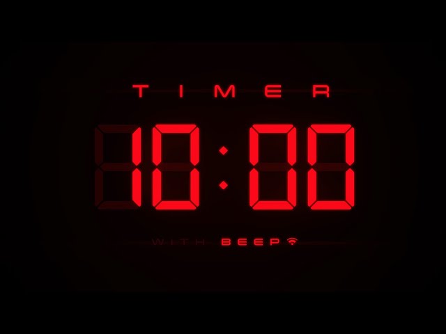 10 Minute Countdown Timer ⏱ Digital RED Clock with Alerts ⭕️