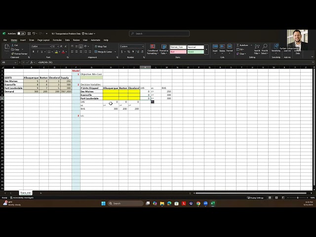 10 1 Transportation Modeling Excel Video