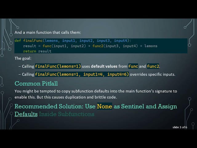 How to Call Subfunctions with Default Parameters Inside a Main Function in Python