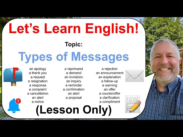 Let's Learn English! Topic: Types of Messages! 📫🔔📝 (Lesson Only) TOEIC TOEFL IELTS Prep