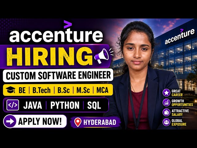 🔥Accenture Hiring 2026 | Custom Software Engineer | BE/BTech/BSc/MSc/MCA/CA | Java, Python, SQL | 