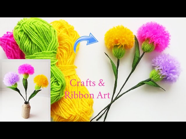 Easy Woolen Flower Making Idea - How to Make Beautiful Flower with Yarn - Amazing Woolen Crafts