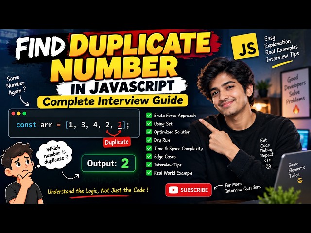 Find Duplicate Number in JavaScript | Complete Interview Guide 🔥 | JavaScript Array Interview