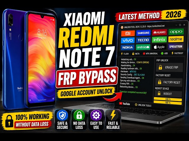Xiaomi Redmi Note 7 FRP Bypass | Google Account Unlock | Latest Unlock Tool Method 2026