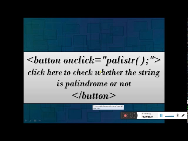 XII - IT : LECT 43- JAVASCRIPT : SOP 4 (PALINDROME STRING)
