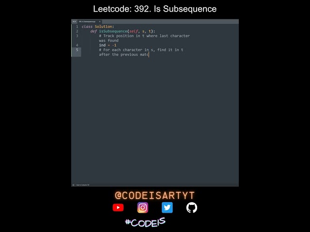 Leetcode 392. Is Subsequence in Python | Python Leetcode | Python Coding Tutorial | Python Code ASMR