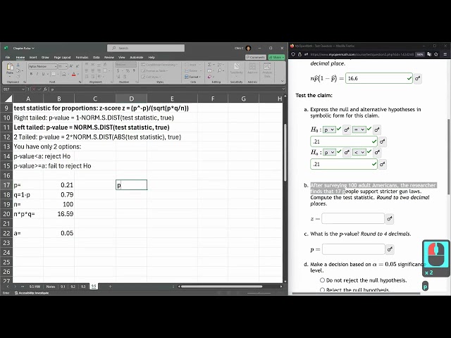 Stats 243 = HW 9.5.1 = Hypothesis Testing With Proportion With Excel