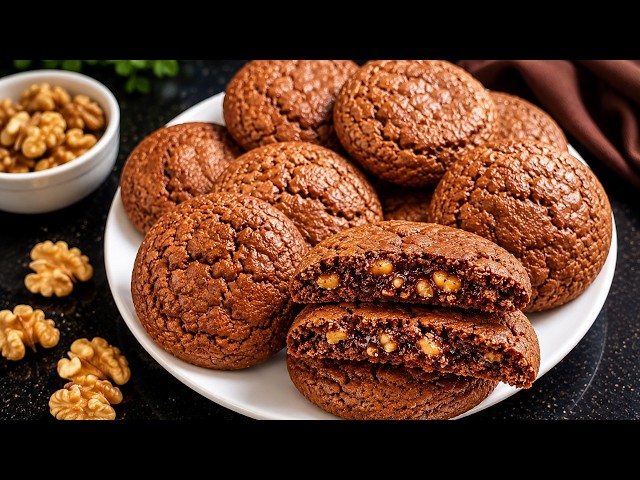 🍪 These Walnut Cookies Melt in Your Mouth! Easy Chocolate Walnut Cookie Recipe!