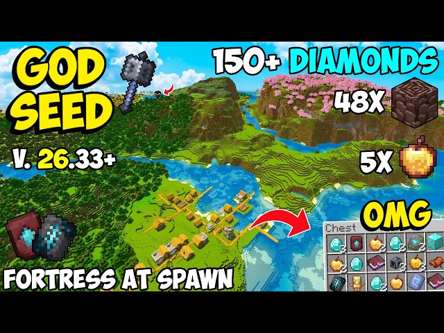 🔥Ultimate Starter [God Seed] For Minecraft 26.33+ Bedrock & PE | Four Blacksmith Village Seed