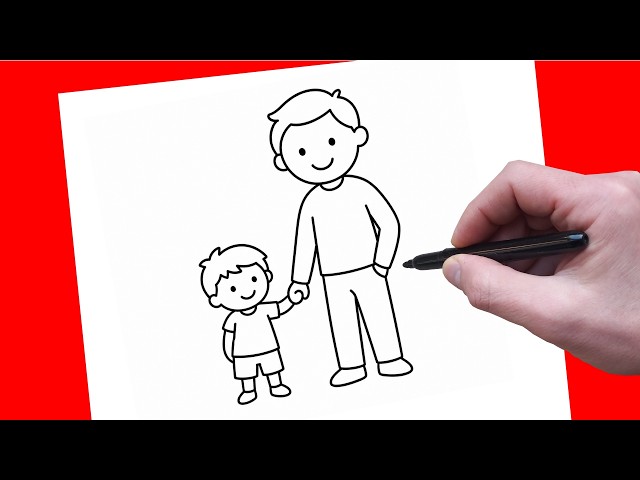 Hoe teken je een vader en zoon? | Stap-voor-stap eenvoudige tekenhandleiding