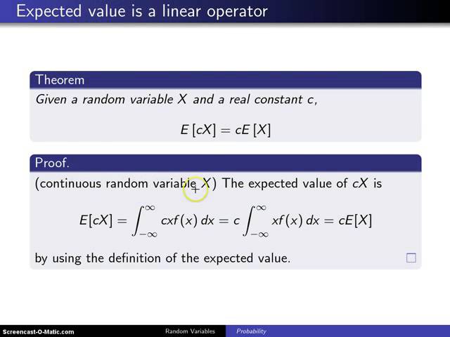 Expectation of a constant times a random variable