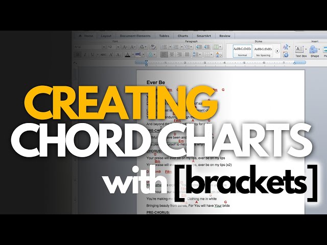 How to create a professional CHORD-OVER-LYRICS chart w/ [brackets] from scratch