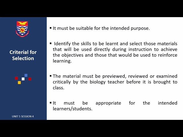 Pedagogical Content  Knowledge in Biology Unit 5 Session 4