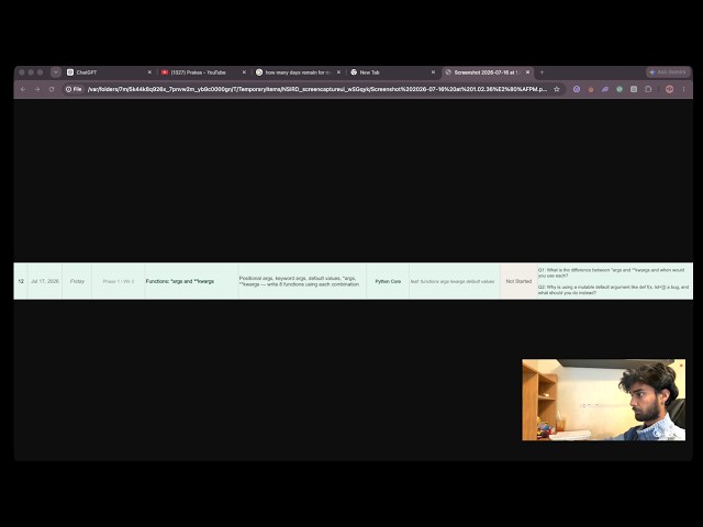 📚 Study With Me | Day 12 – Python Functions: *args and **kwargs| Road to My First CS Internship